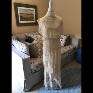 Fringed Crochet Maxi Dress with Slip